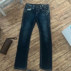 Size 27 Washed Blue Denim Rare Laguna Beach Straight Leg Low Rise Jeans